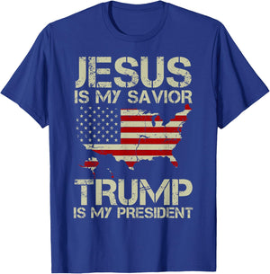 Jesus Is My Savior Trump Is My President Shirt women T-Shirt - T-Shirt | Royal
