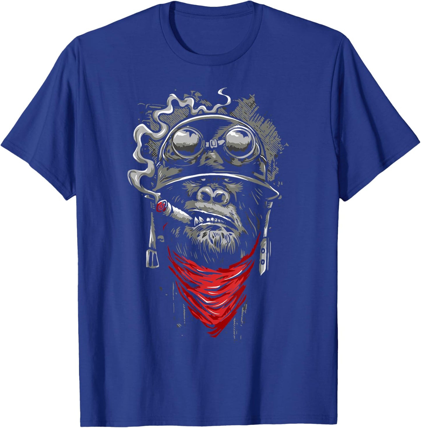 Gorilla Smoking A Cigar Smoker Gift Power Animal T-Shirt - T-Shirt | Royal