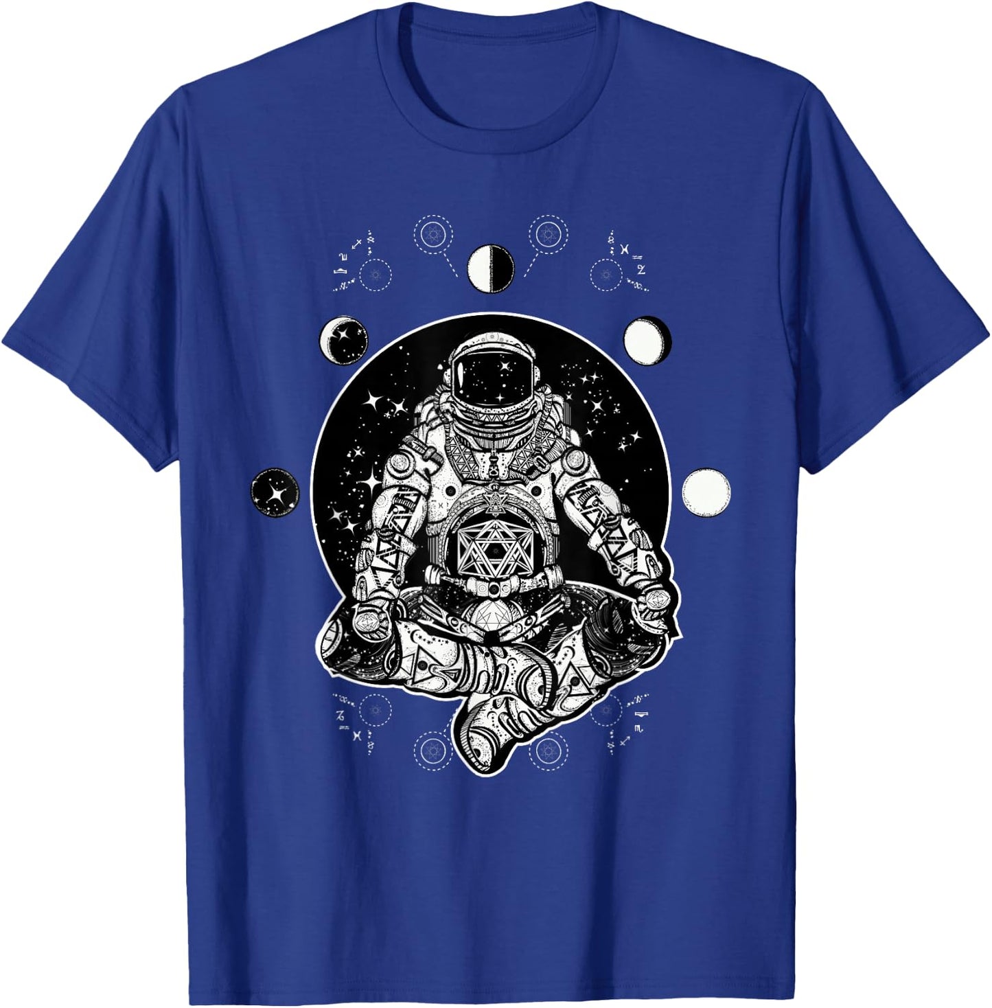 Future Astronaut - Moon Phases Zen Psychonaut T-Shirt - T-Shirt | Royal