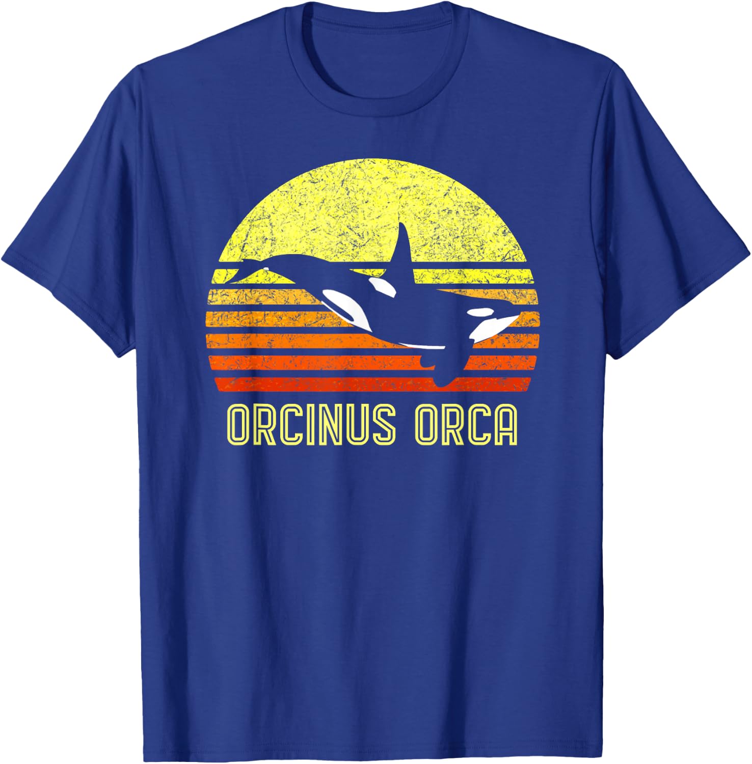 Orca Killer Whale Dolphin Marine Science Biologist Retro Sun T-Shirt - T-Shirt | Royal