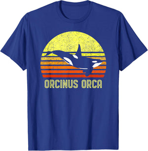Orca Killer Whale Dolphin Marine Science Biologist Retro Sun T-Shirt - T-Shirt | Royal
