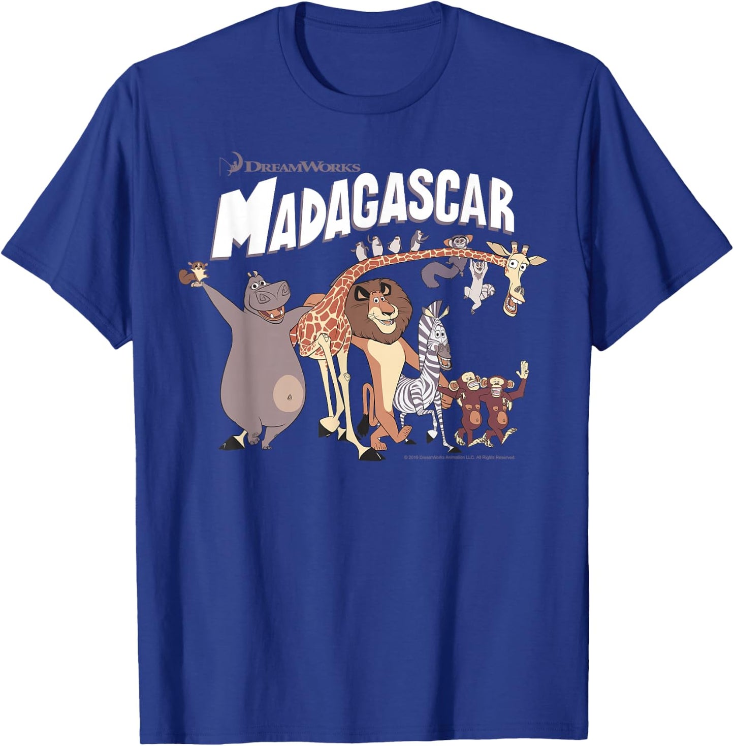 Madagascar Cartoon Group Shot Movie Logo Small T-Shirt - T-Shirt | Royal