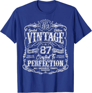 Vintage 1938 Limited Edition Shirt 87 year old 87th Birthday T-Shirt - T-Shirt | Royal