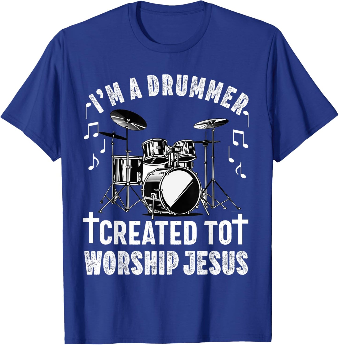 Christian Drummer Drum Player Stick Men Jesus Worship Music T-Shirt - T-Shirt | Royal
