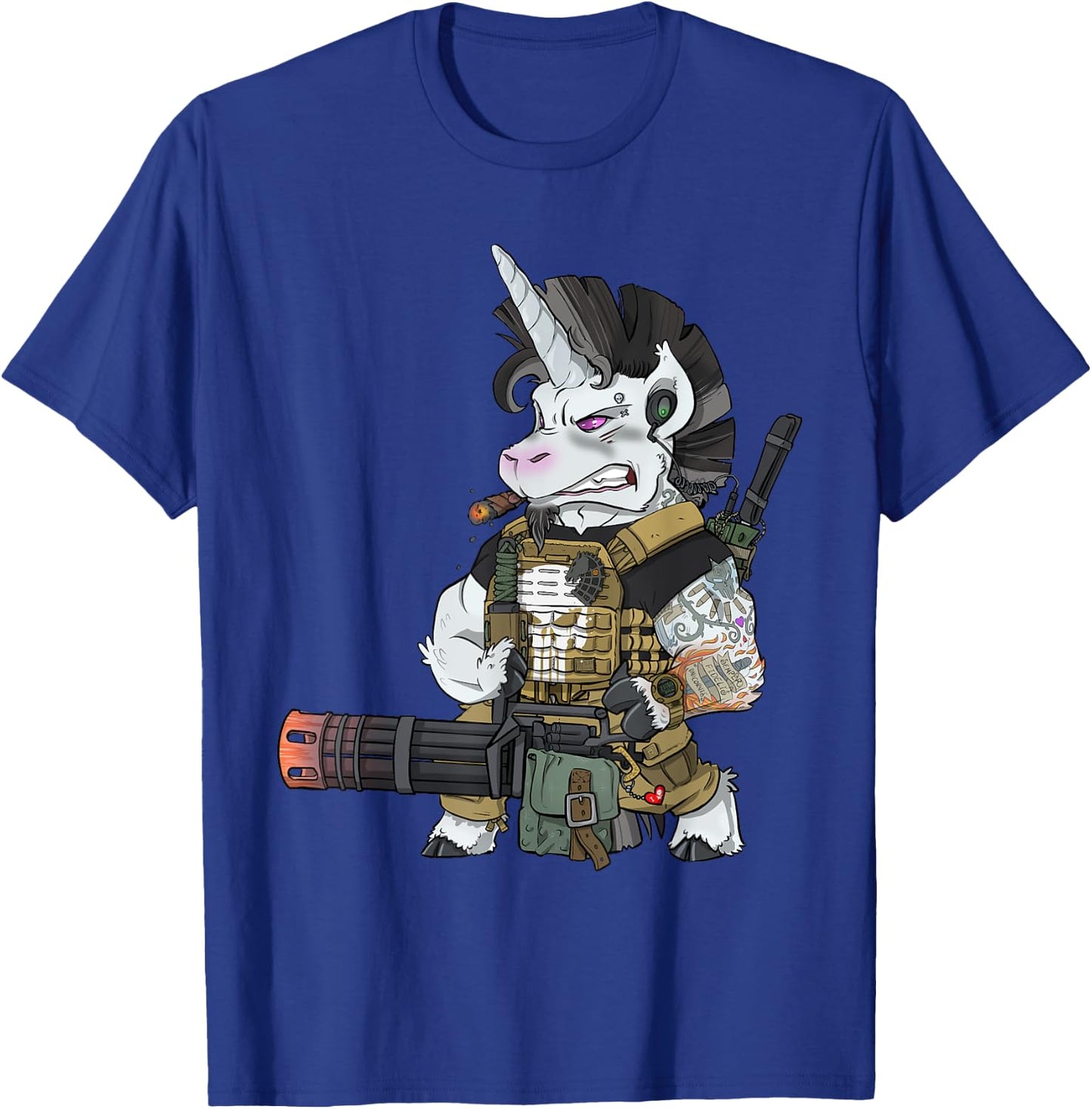 Tactical Unicorn Soldier Patriot Veteran T-Shirt - T-Shirt | Royal