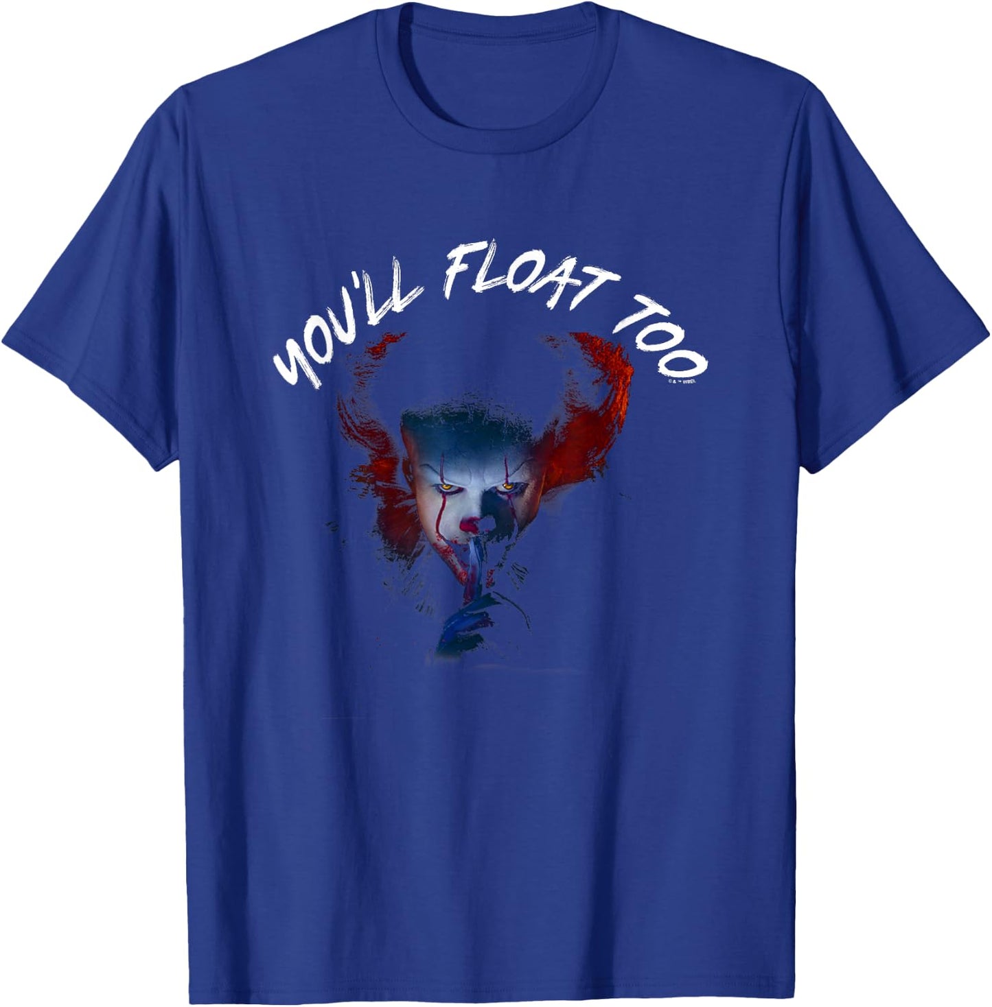 It You'll Float Too Shh Pennywise Big Face Big Chest Logo T-Shirt - T-Shirt | Royal
