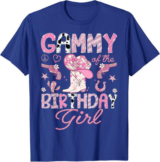 Gammy Of the Birthday Girl Pink CowGirl Western Rodeo T-Shirt - T-Shirt | Royal