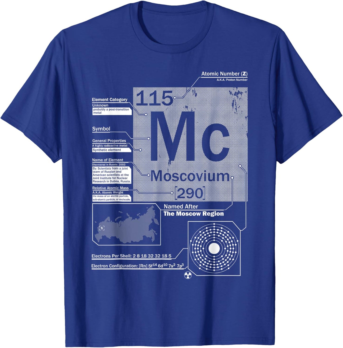 Moscovium (Mc) Element 115 | Science Chemistry T-Shirt - T-Shirt | Royal