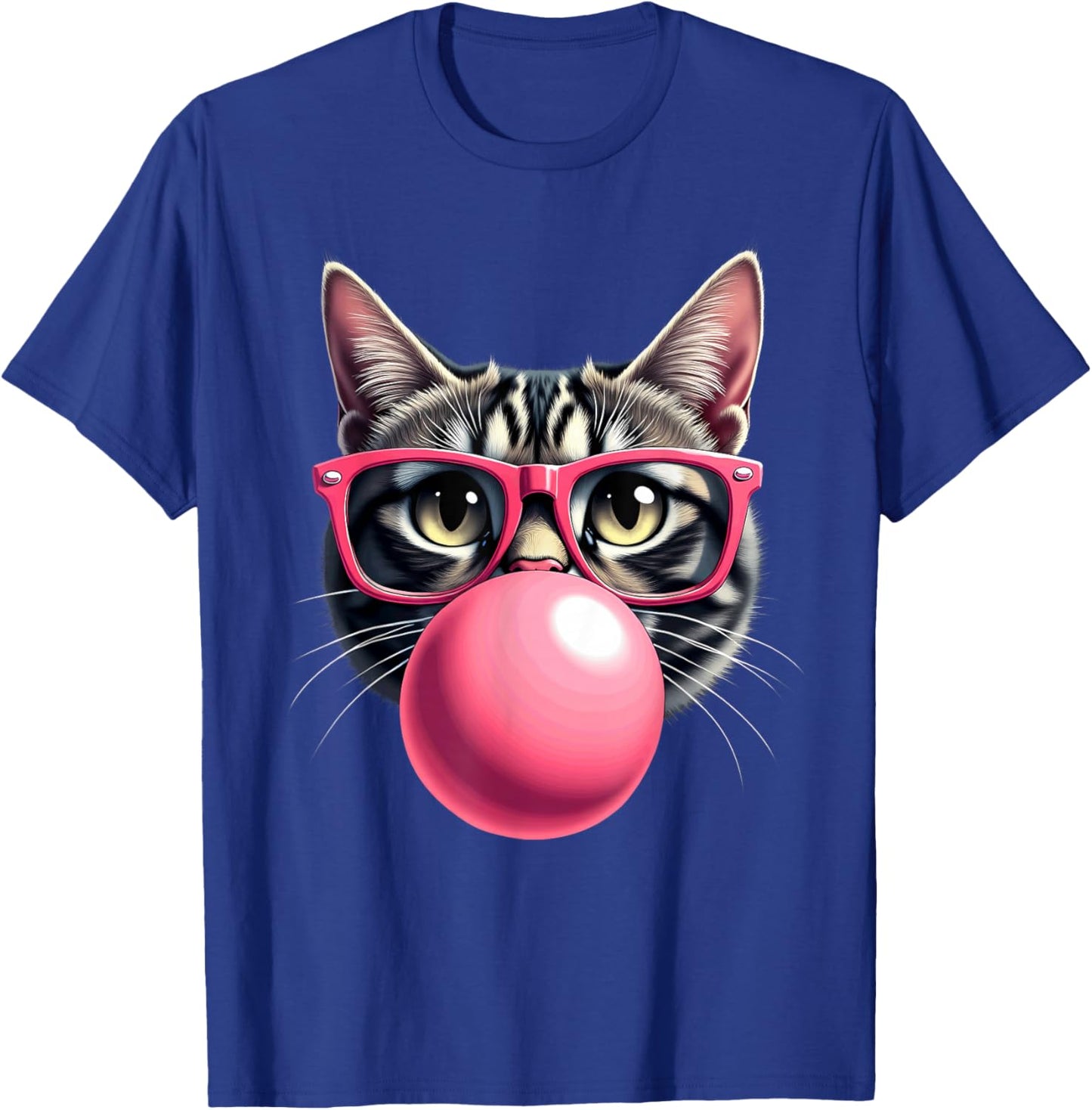 Cute Cat Blowing Bubble Gum T-Shirt - T-Shirt | Royal