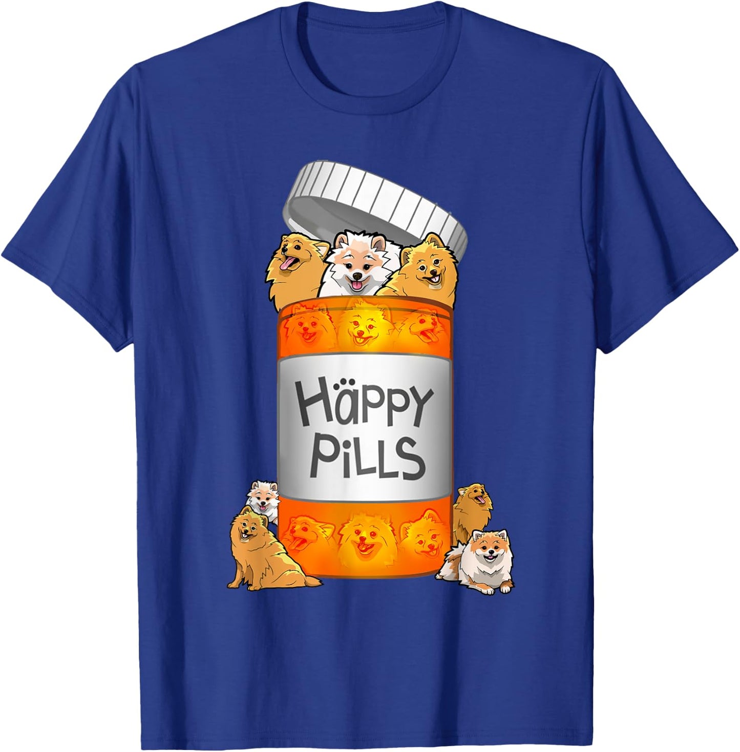 Pomeranian Happy Pills T-Shirt - T-Shirt | Royal