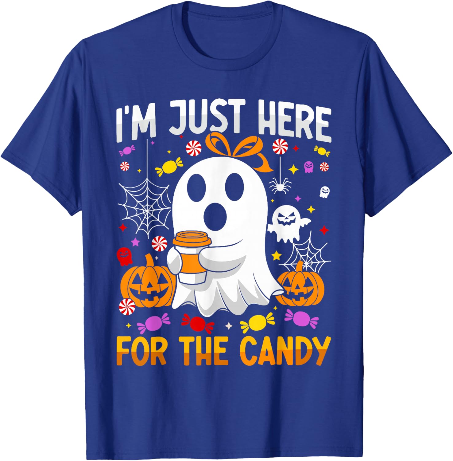 I'm Just Here for the Candy Halloween Pun Lollipop T-Shirt - T-Shirt | Royal