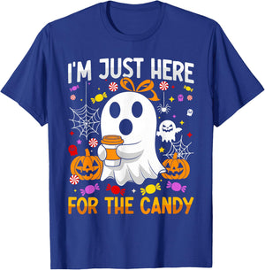 I'm Just Here for the Candy Halloween Pun Lollipop T-Shirt - T-Shirt | Royal