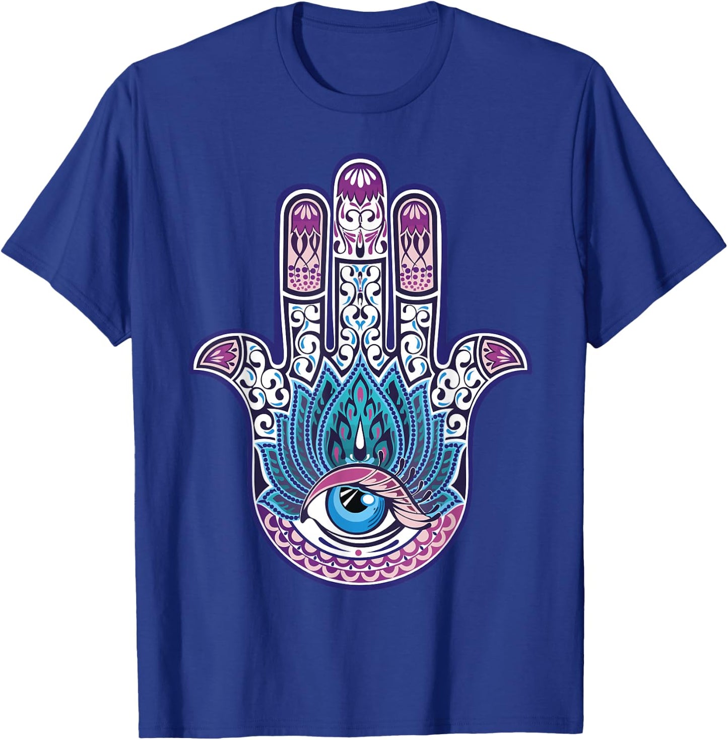 Hamsa Hand Mandala Yoga Fatima Hand Symbol Boho T-Shirt - T-Shirt | Royal
