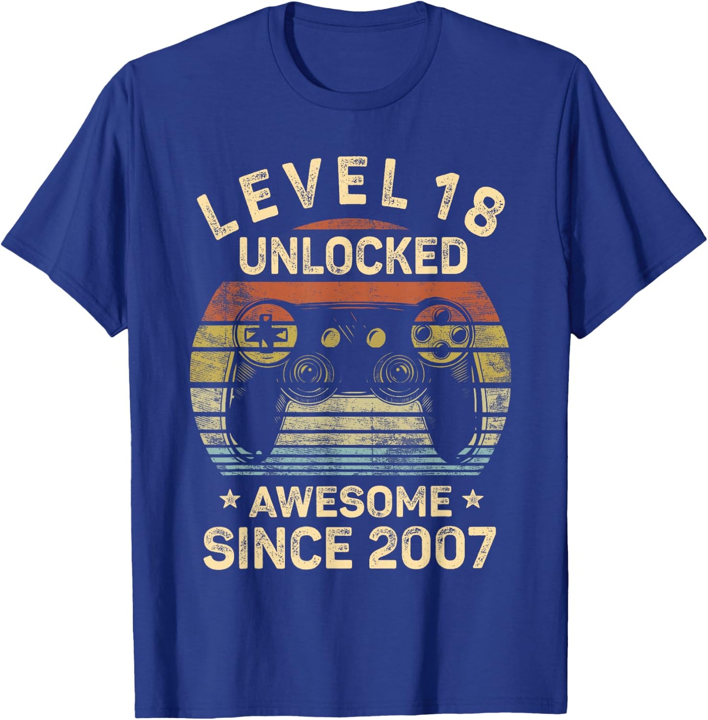 Level 18 Unlocked 18th Birthday 18 Year Old Gifts Gamer Bday T-Shirt - T-Shirt | Royal