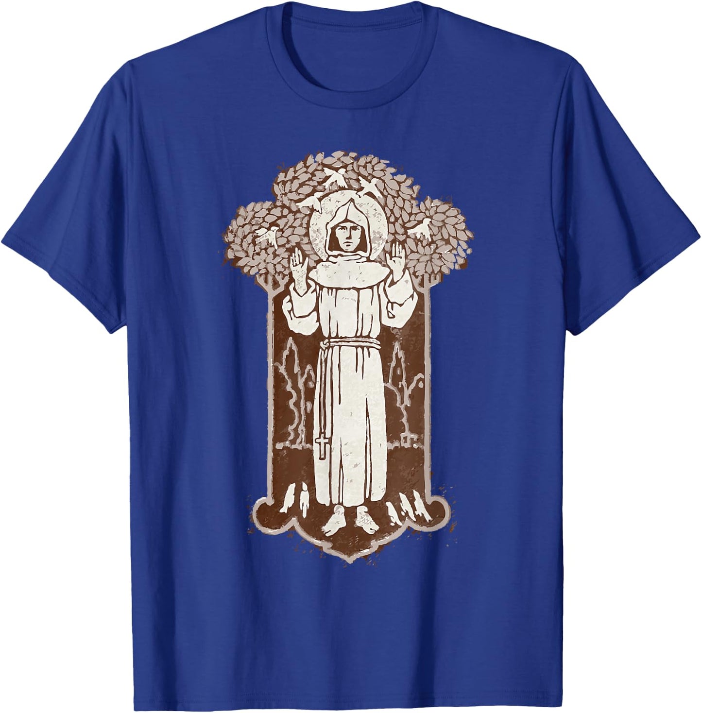 St Francis of Assisi Patron Saint of Animals Vintage T-Shirt - T-Shirt | Royal