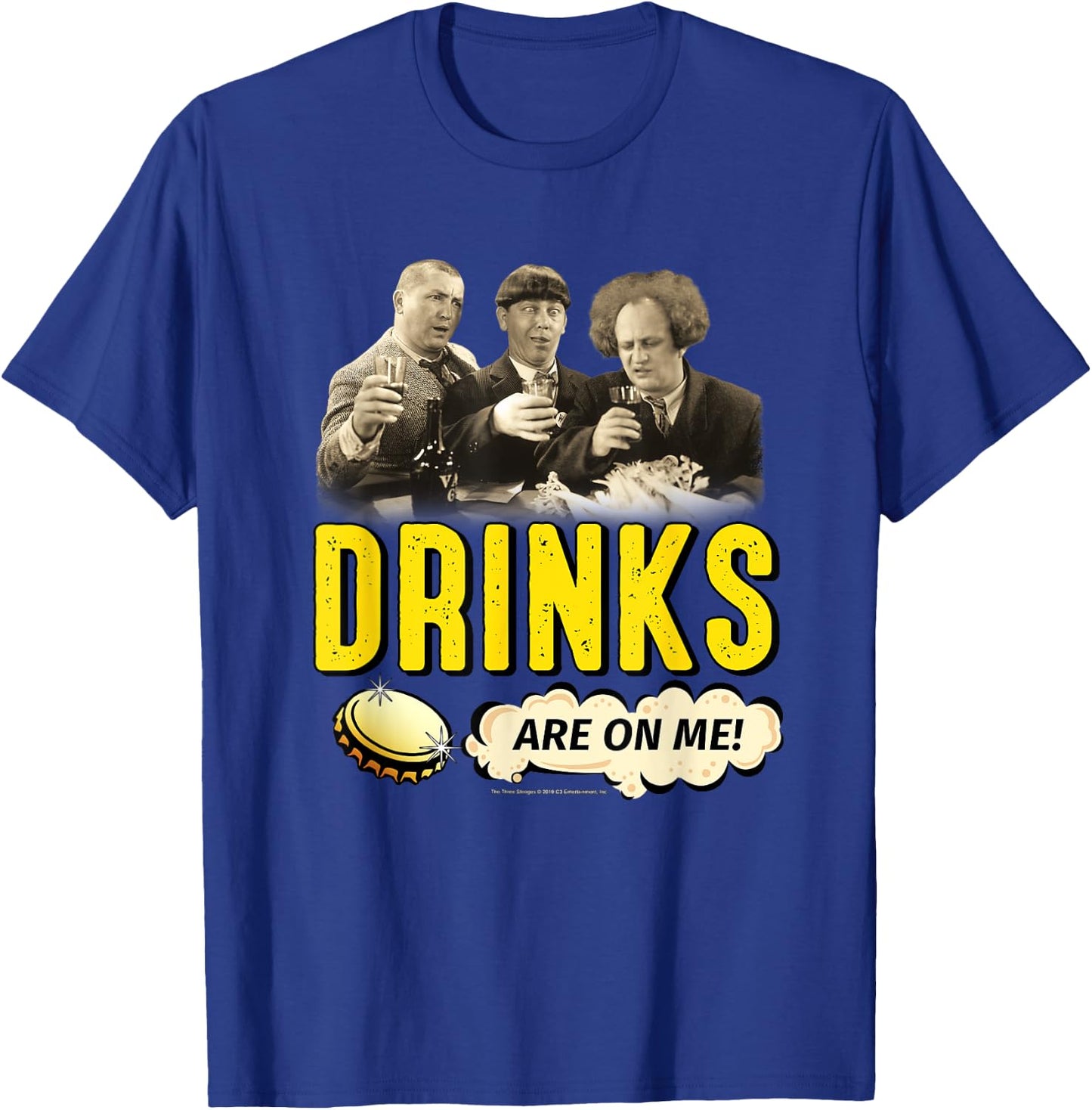 TTS- The Three Stooges: Drinks Are On Me! T-Shirt - T-Shirt | Royal