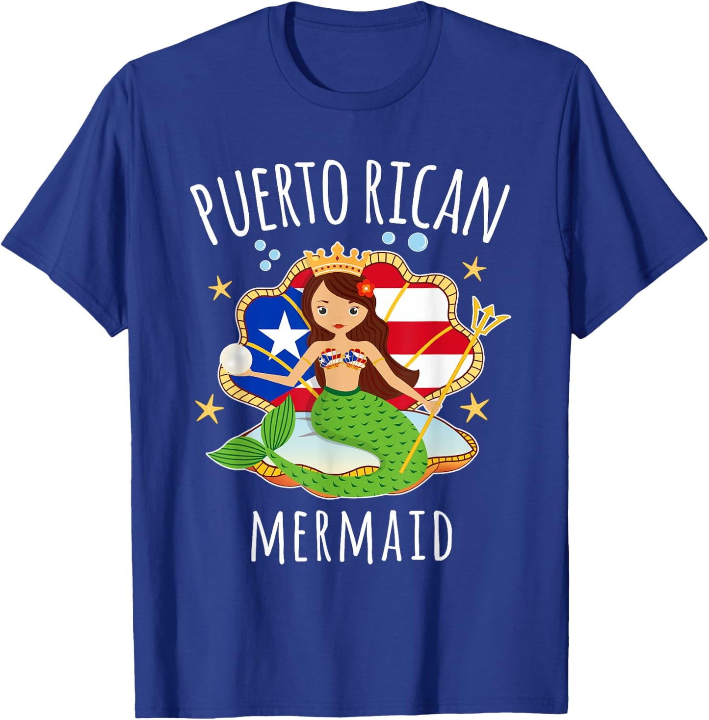 Puerto Rico Flag Puerto Rican Mermaid Kids T-Shirt - T-Shirt | Royal