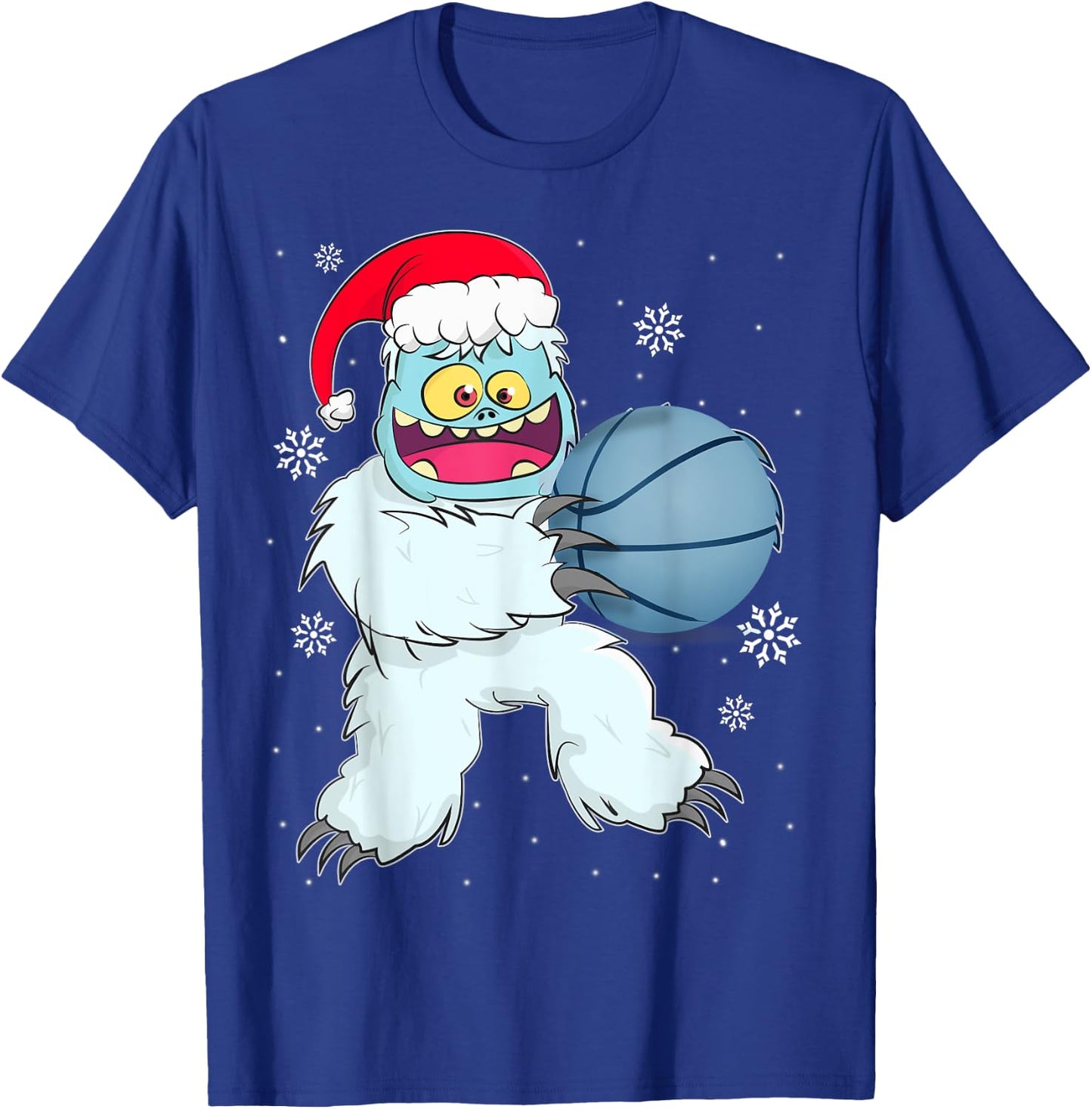Basketball Player Yeti Abominable Snowman Christmas Pajama T-Shirt - T-Shirt | Royal