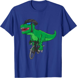 Cycling T-rex Dinosaur Shirt Cyclist Gift T-Shirt - T-Shirt | Royal
