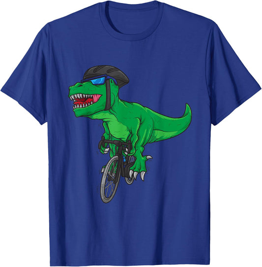 Cycling T-rex Dinosaur Shirt Cyclist Gift T-Shirt - T-Shirt | Royal