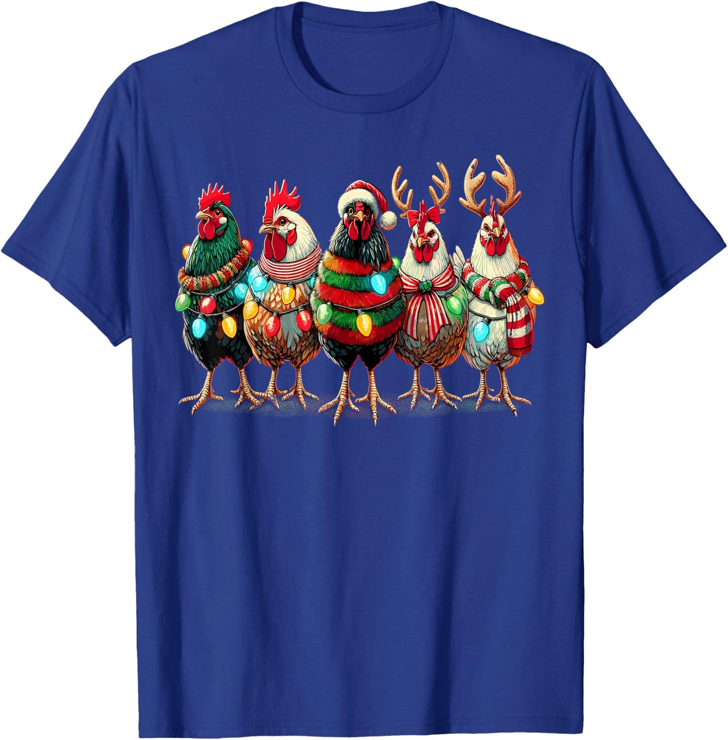 Chicken Lover Christmas Lights Farm Animal Cute Xmas T-Shirt - T-Shirt | Royal