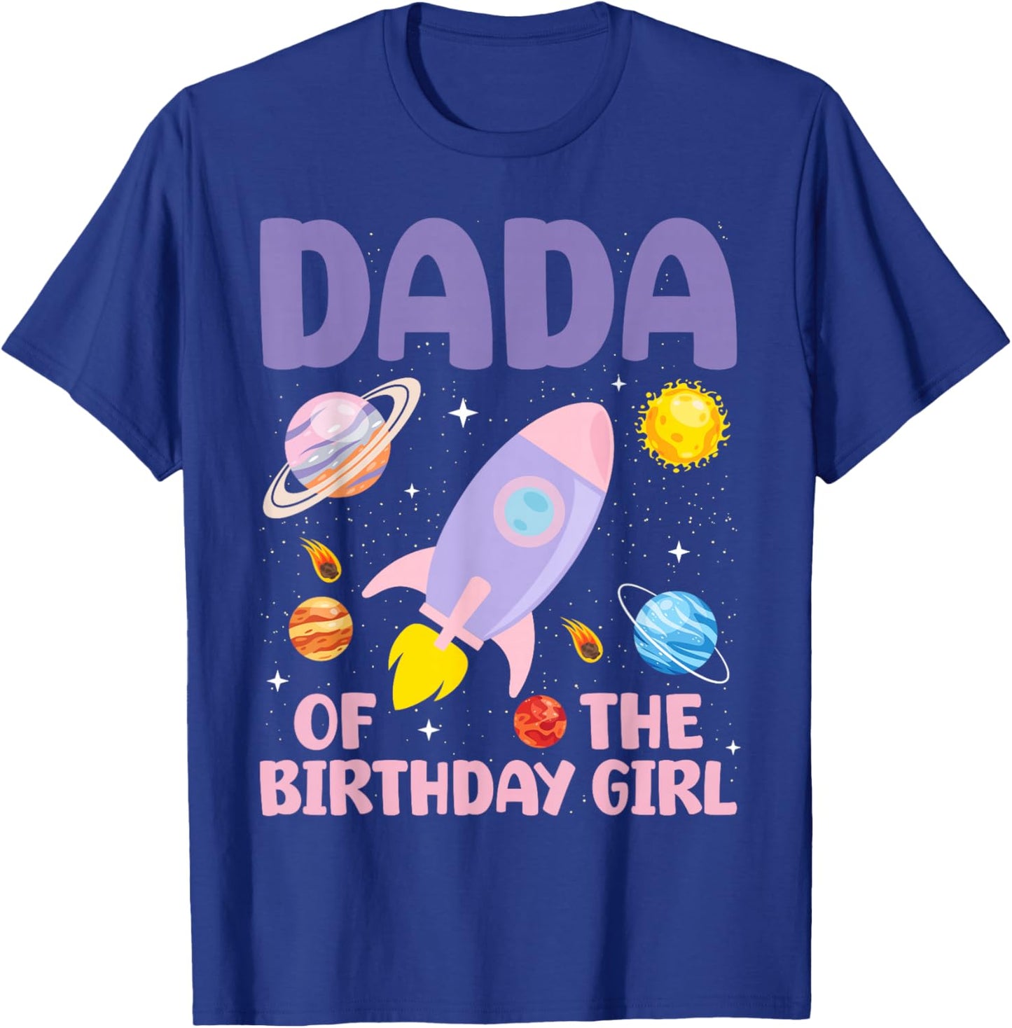 Two The Moon Dada Of the Birthday Girl Astronaut Family T-Shirt - T-Shirt | Royal
