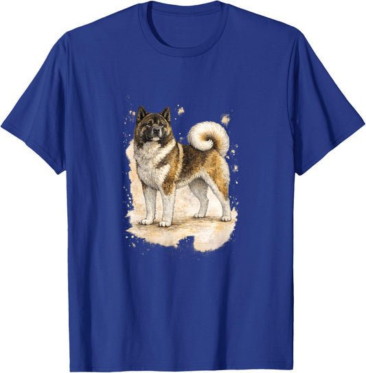 American Akita Watercolor Art – Majestic Akita T-Shirt - T-Shirt | Royal
