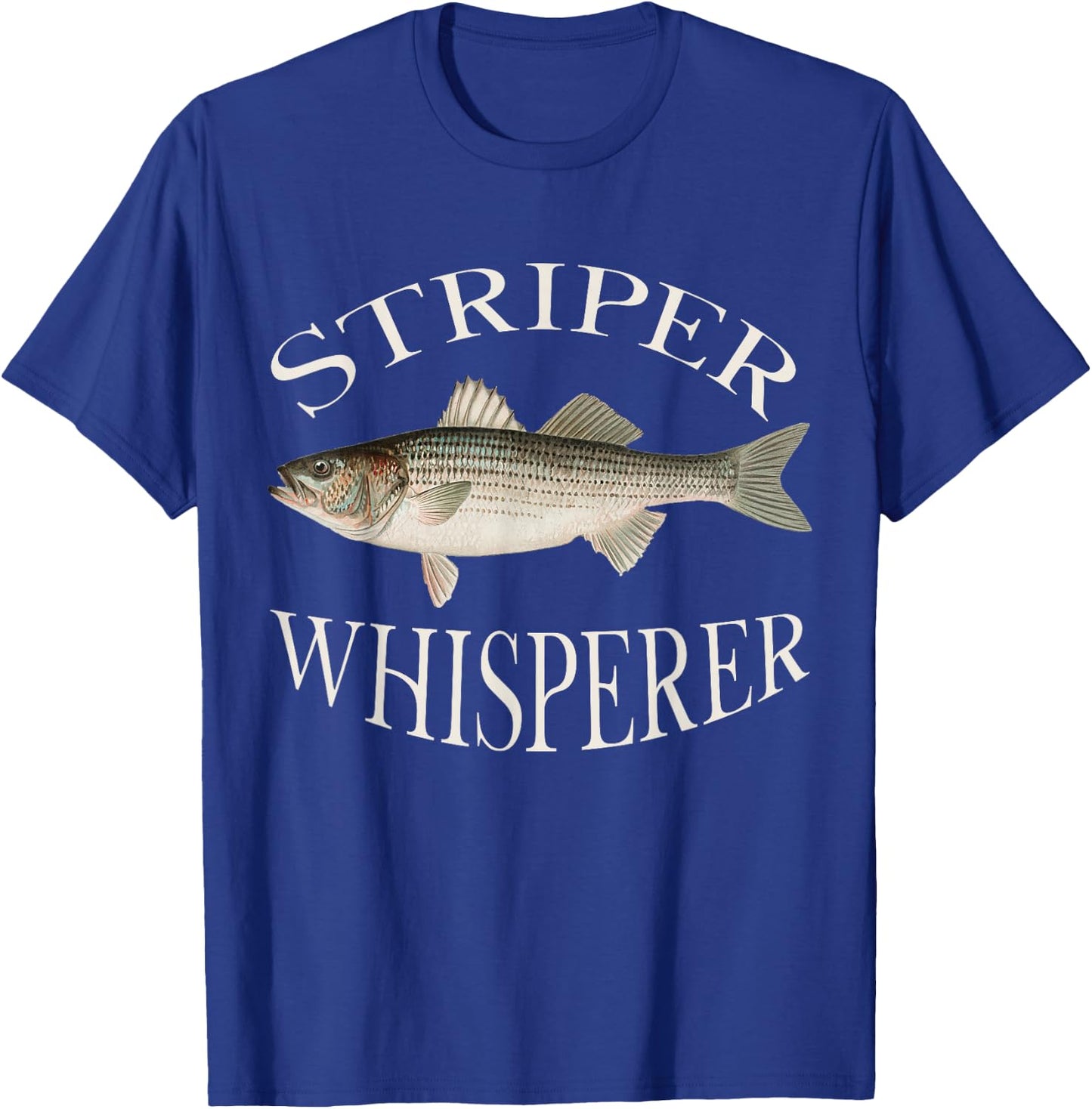 Striper Whisperer Striped Bass Fish Illustration Fishing T-Shirt - T-Shirt | Royal