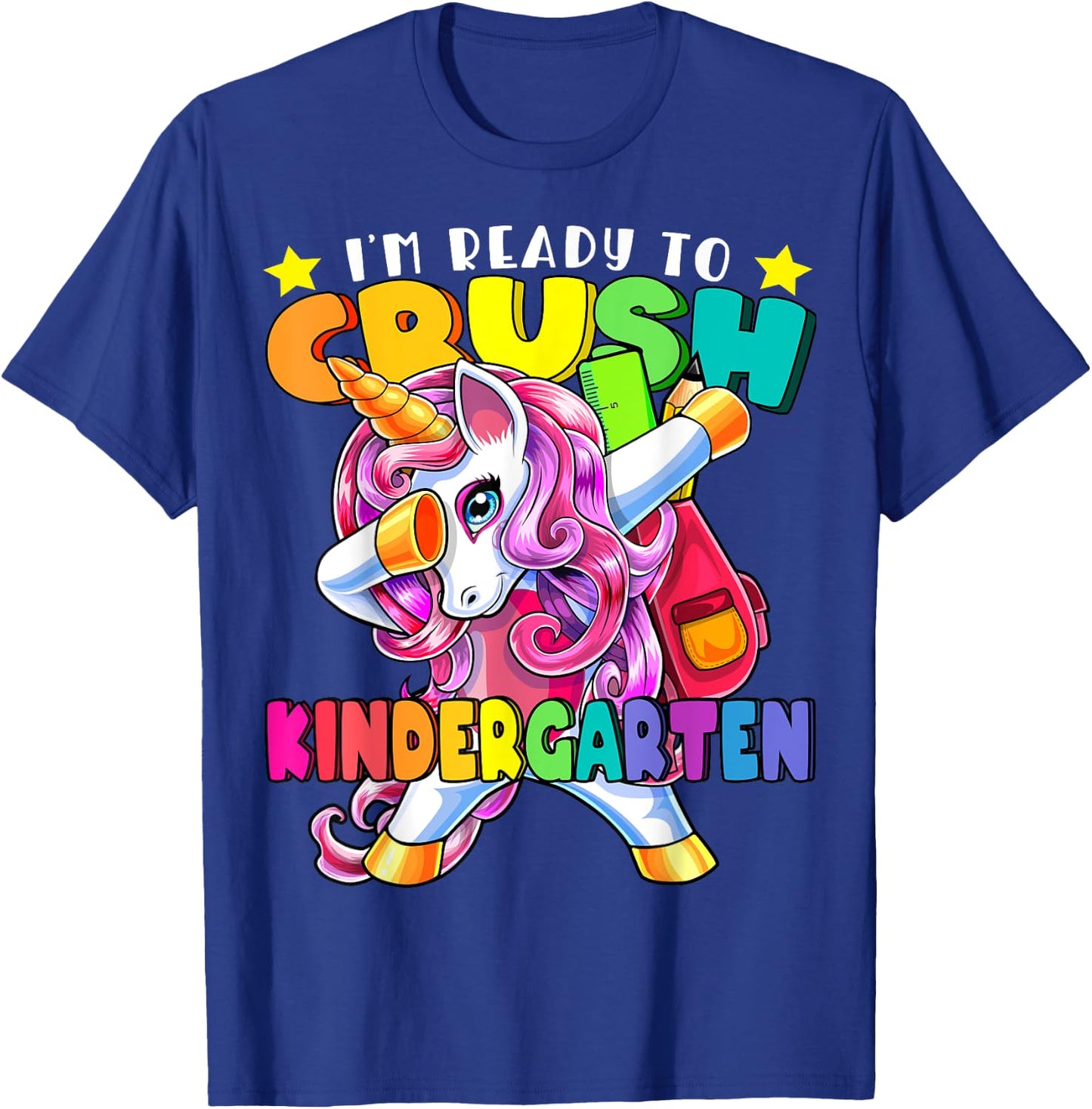 Kindergarten Dabbing Unicorn Back to School Girls Gift T-Shirt - T-Shirt | Royal