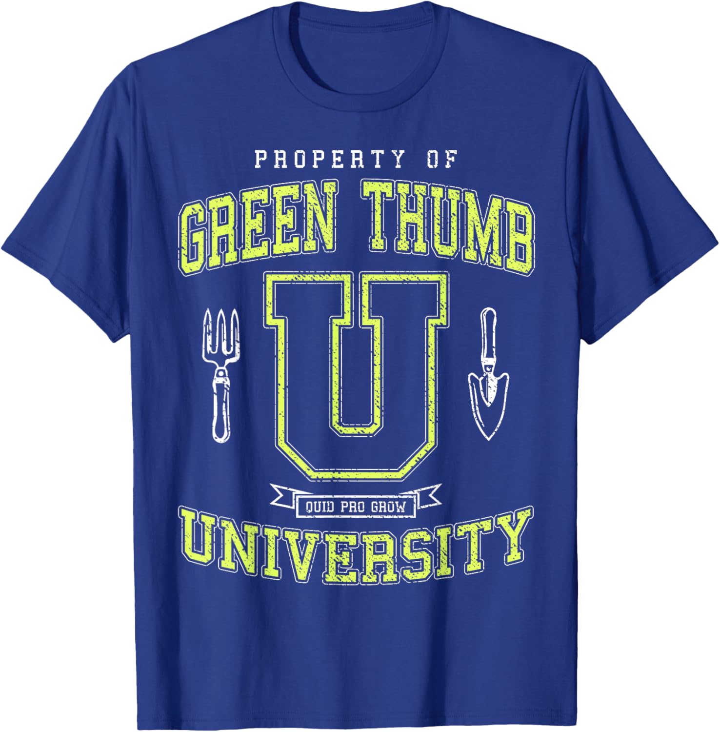 Funny Green Thumb University Vintage Varsity Plant Lover T-Shirt - T-Shirt | Royal
