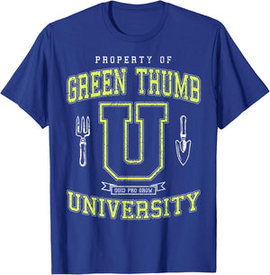 Funny Green Thumb University Vintage Varsity Plant Lover T-Shirt - T-Shirt | Royal