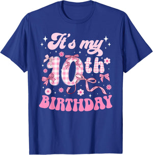 10th Coquette Birthday Party Ten Year Old Bow T-Shirt - T-Shirt | Royal