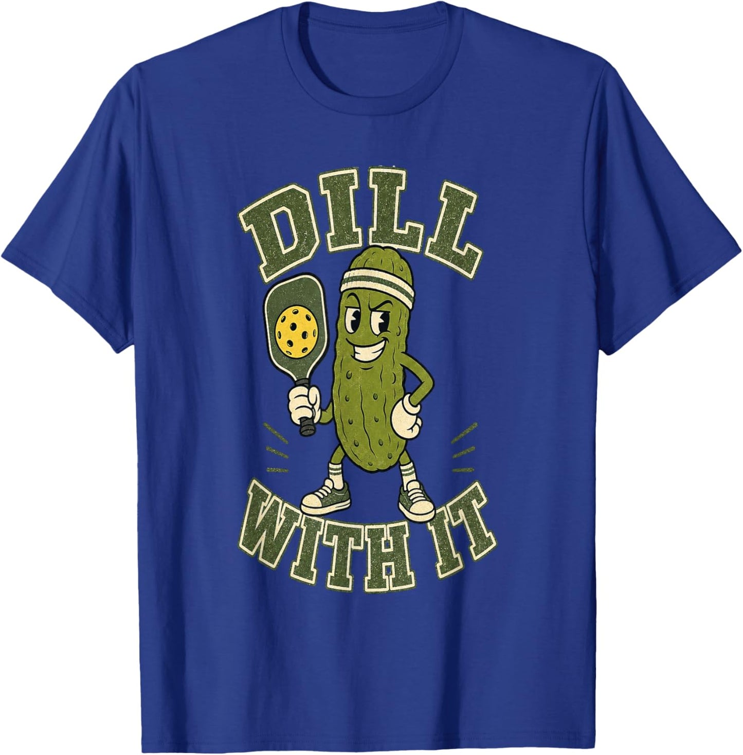 Dill with It Pickleball Funny Vintage T-Shirt - T-Shirt | Royal