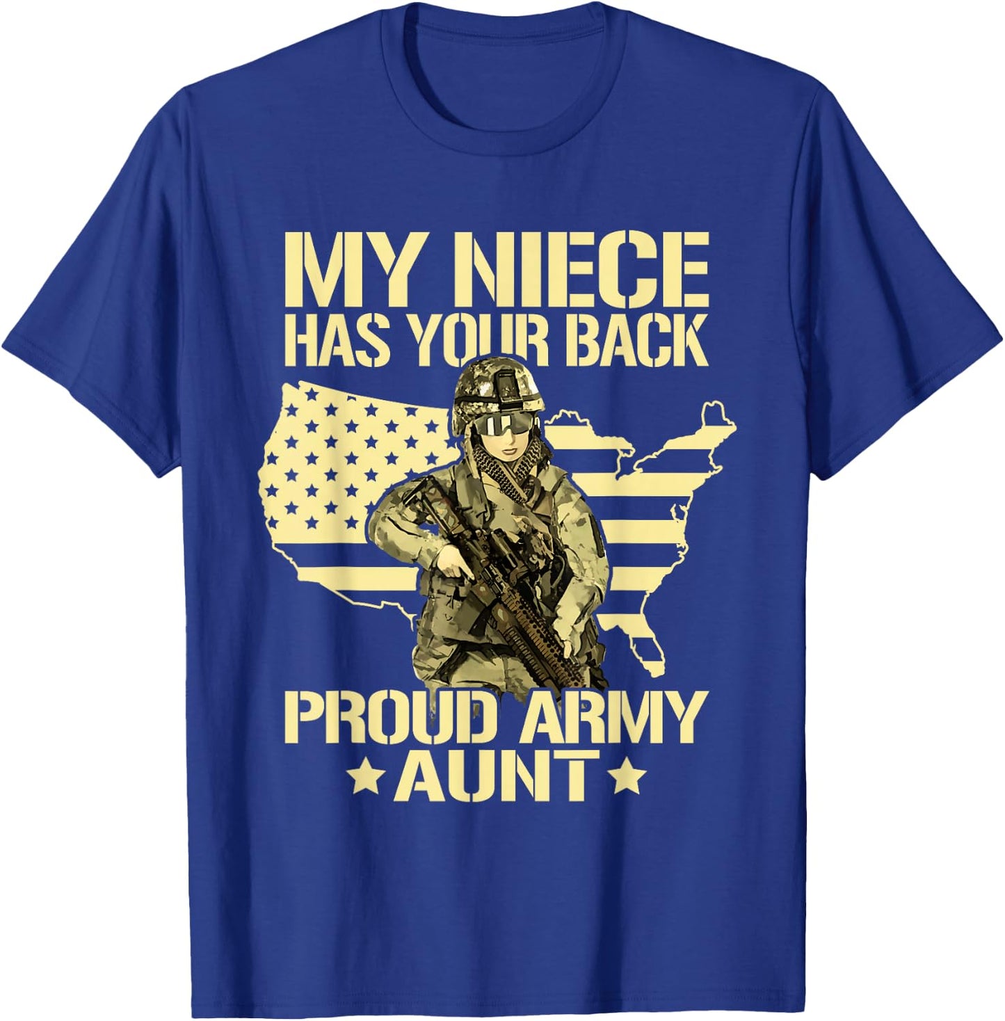 My Niece Has Your Back Proud Army Aunt Military Auntie Gift T-Shirt - T-Shirt | Royal
