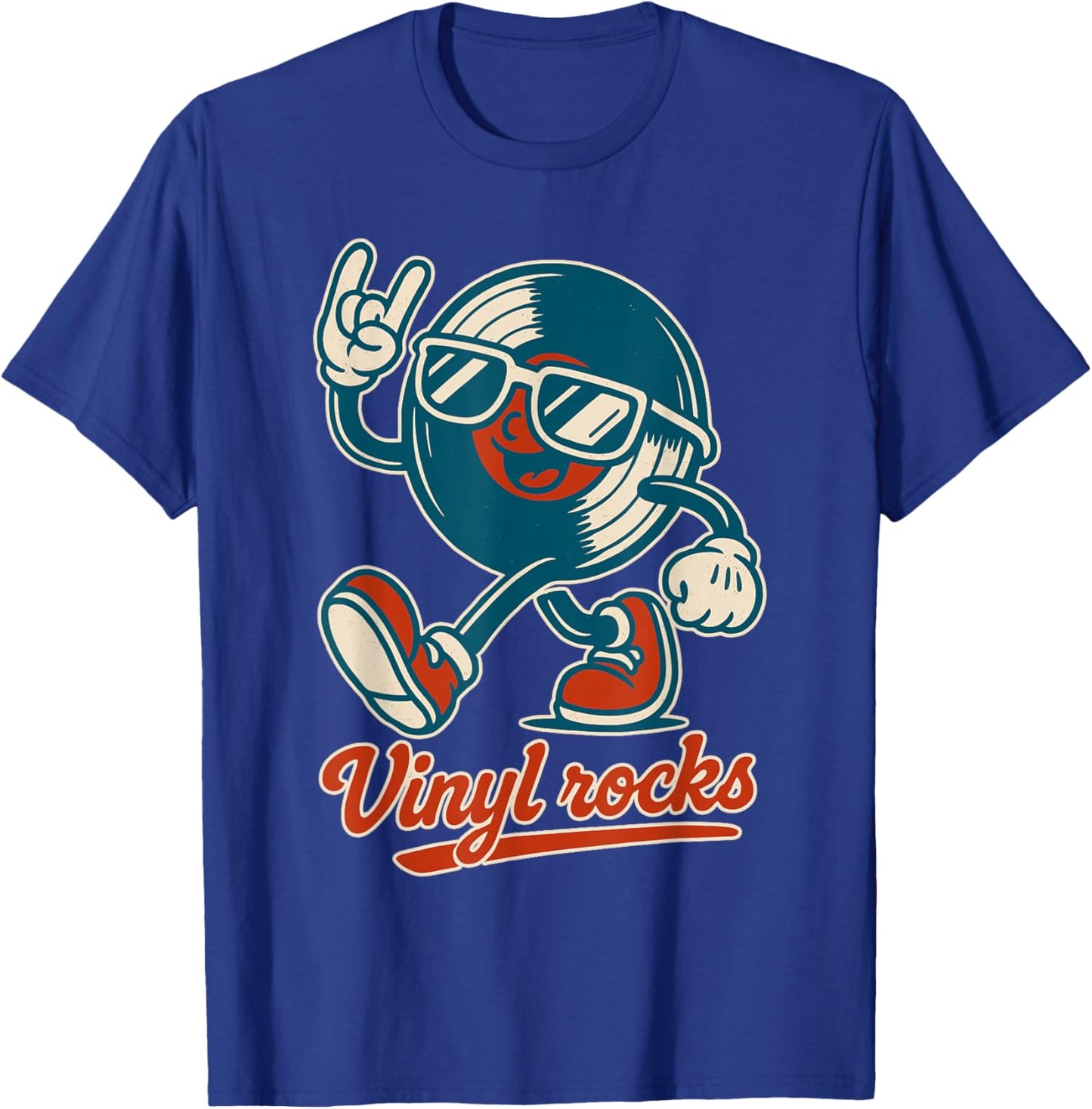 Retro Vinyl Rocks Men Women Kids Funny Vinyl T-Shirt - T-Shirt | Royal
