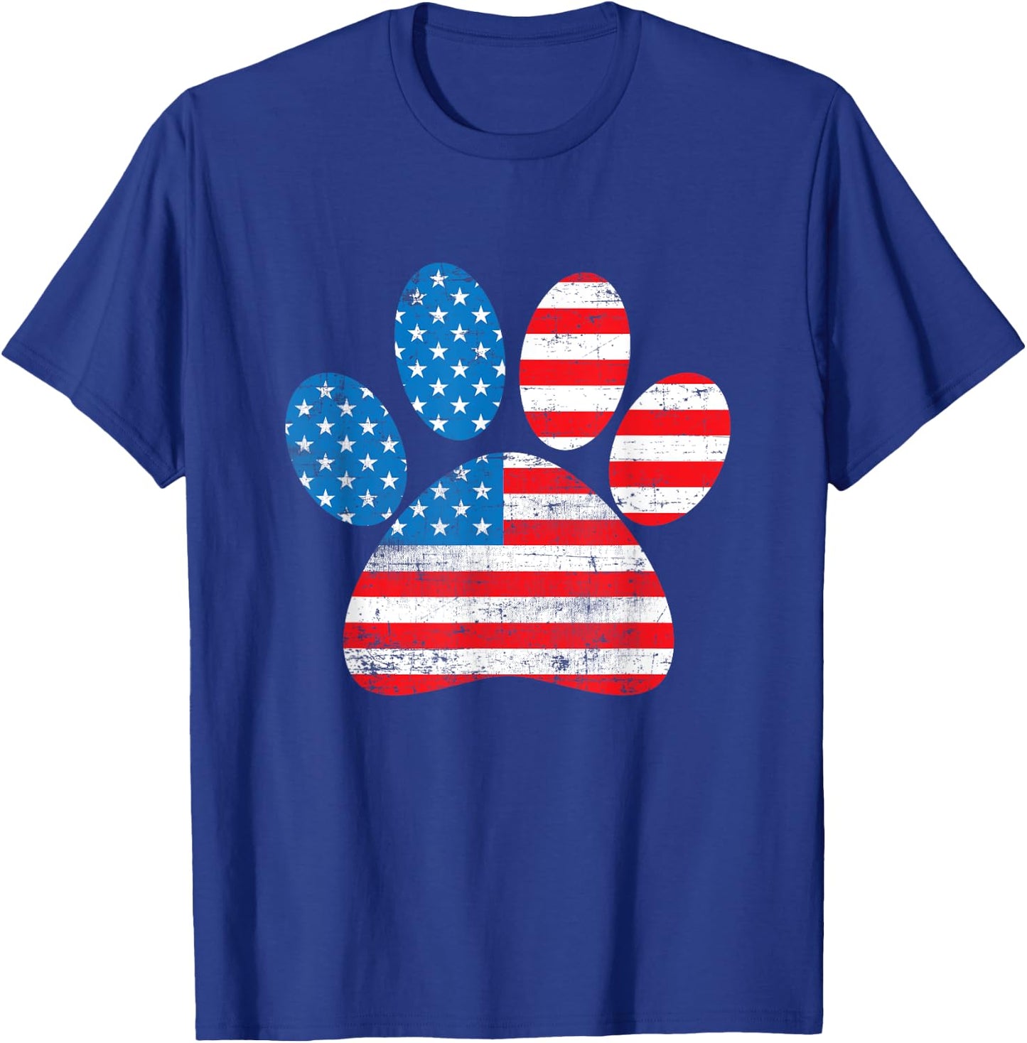 Dog America Flag Patriot day Paw Print Flag 4th of July Women Kids Men T-Shirt - T-Shirt | Royal