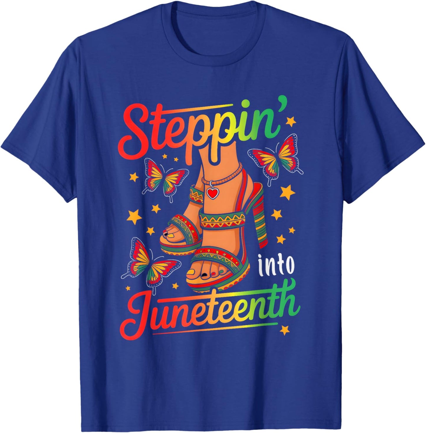 Stepping Into Black Juneteenth High Heels Girls T-Shirt - T-Shirt | Royal
