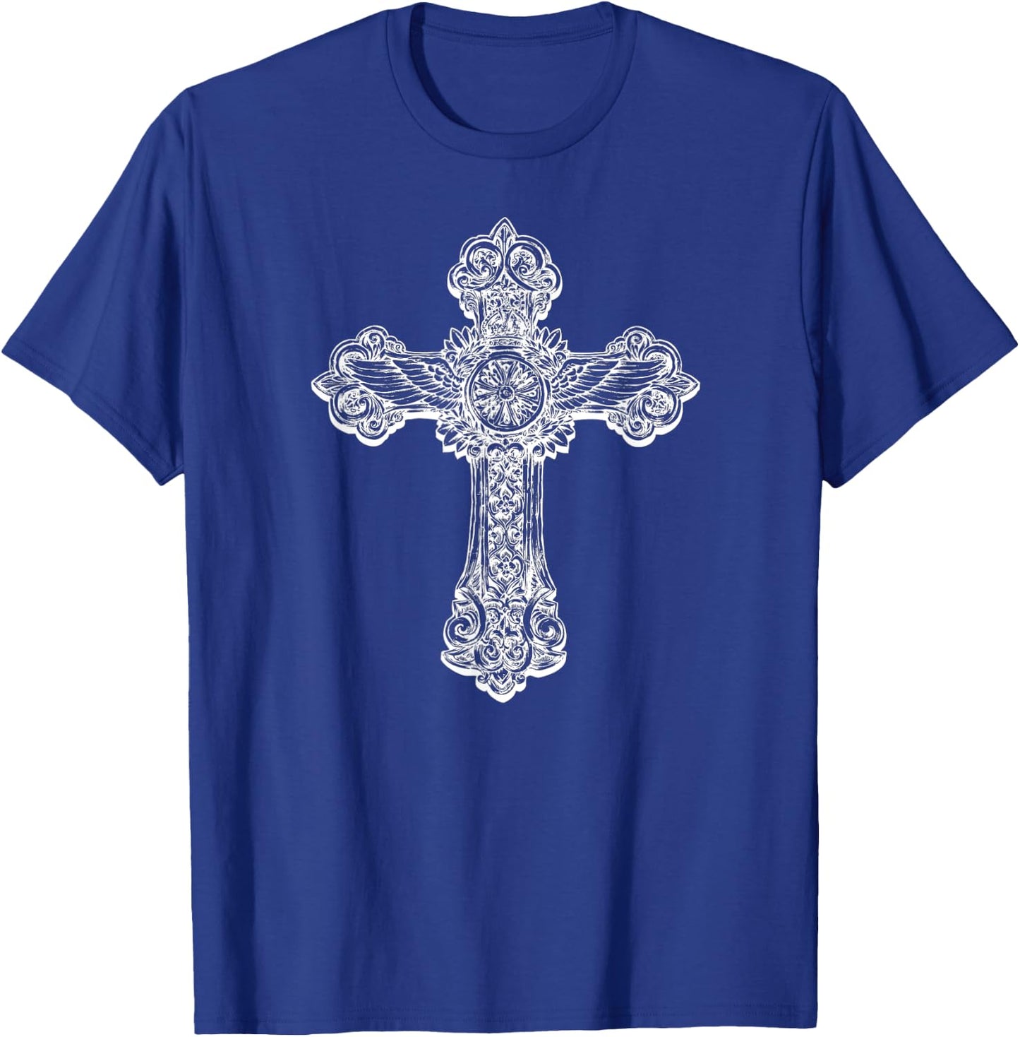 Beautiful Detailed Cross Cool Christian Religious T-Shirt - T-Shirt | Royal