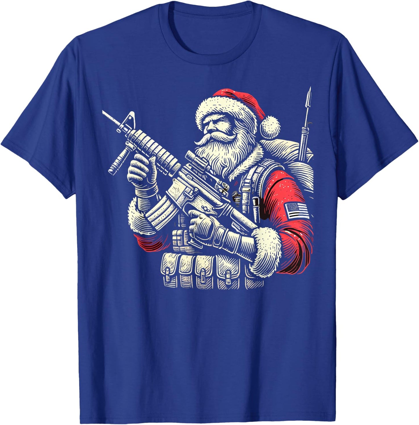 Patriotic Santa Claus Soldier Christmas Military Veteran T-Shirt - T-Shirt | Royal