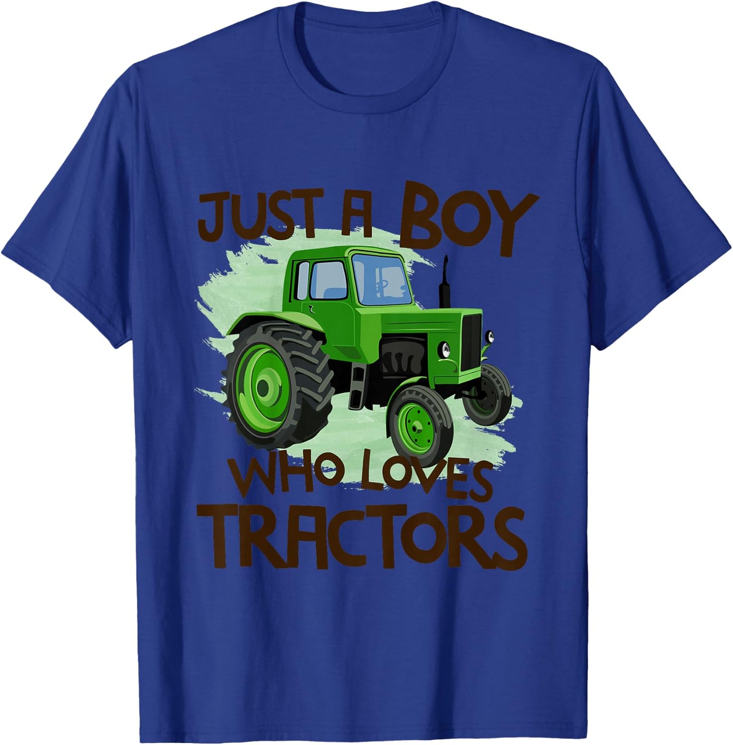 Kids Just A Boy Who Loves Tractors T Shirt Farm Kid Birthday Gift T-Shirt - T-Shirt | Royal