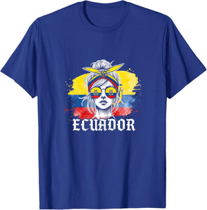 Ecuadorian Flag Pride Ecuador Messy Bun T-Shirt - T-Shirt | Royal