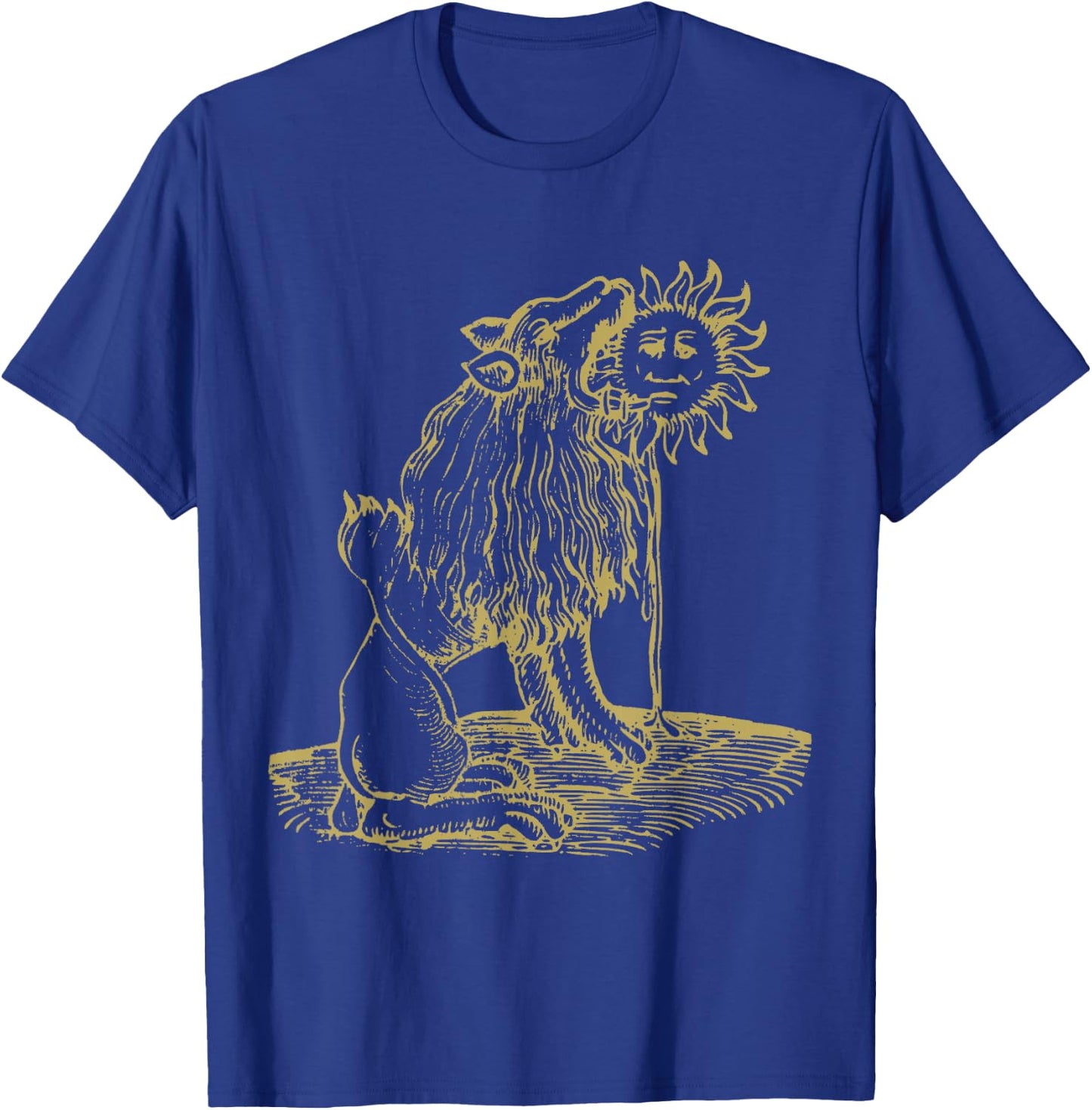 Lion Eating Sun Occult Medieval Emblem T-Shirt - T-Shirt | Royal