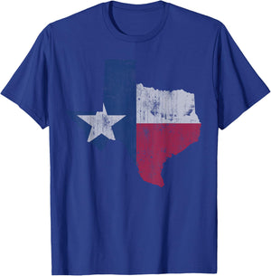 Retro Texas Flag Map Men Women Kids Youth Boys Girls Toddler Small T-Shirt - T-Shirt | Royal