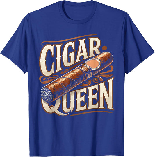Smoke Smoking Cigar Queen T-Shirt - T-Shirt | Royal