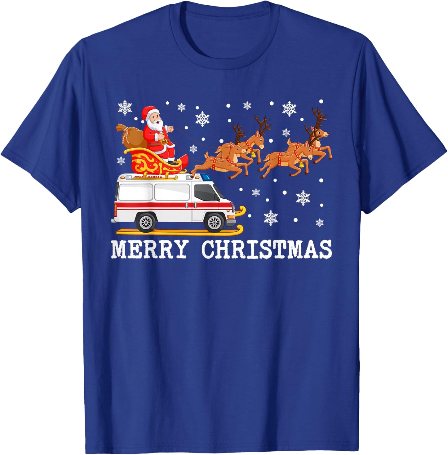 Ambulance Santa Claus Sleigh Christmas For EMS Pajama T-Shirt - T-Shirt | Royal