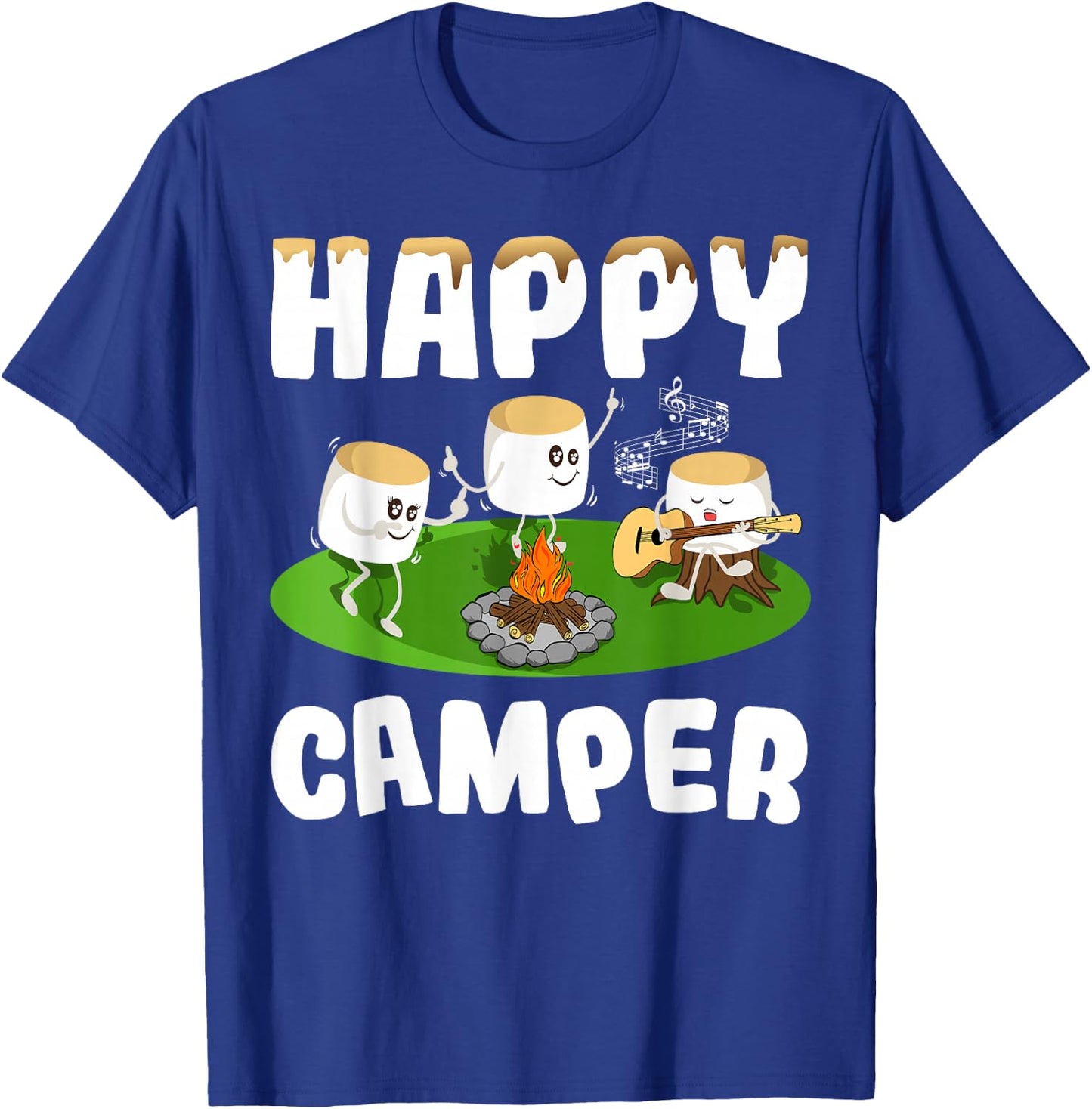 Marshmallows Happy Camper Motorhome Life Camping T-Shirt - T-Shirt | Royal