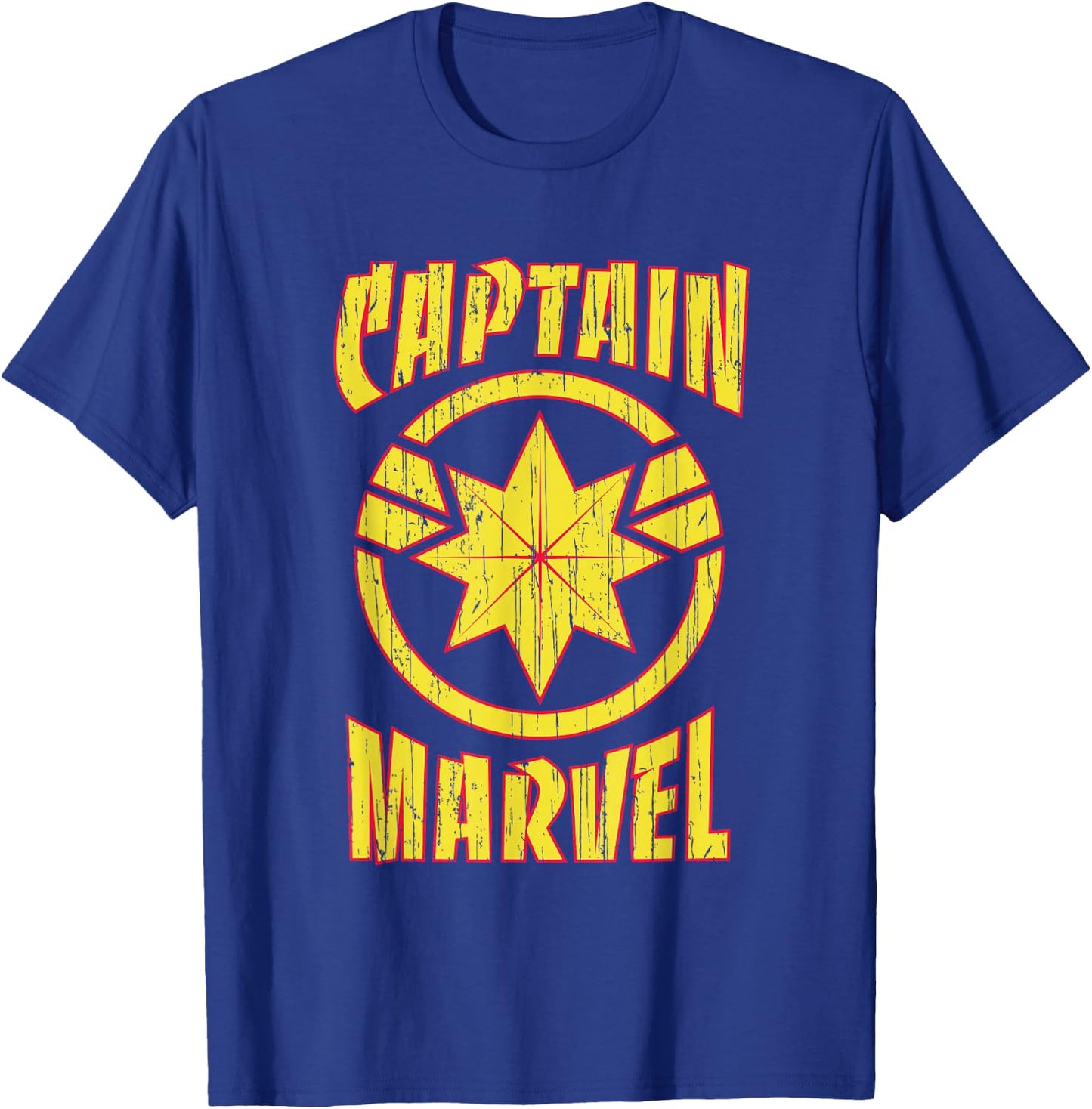 Marvel Captain Marvel Distressed 90s Logo T-Shirt - T-Shirt | Royal