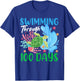 Sea Turtle Swimming Through 100 Days Of School Teacher Kids T-Shirt - T-Shirt | Royal