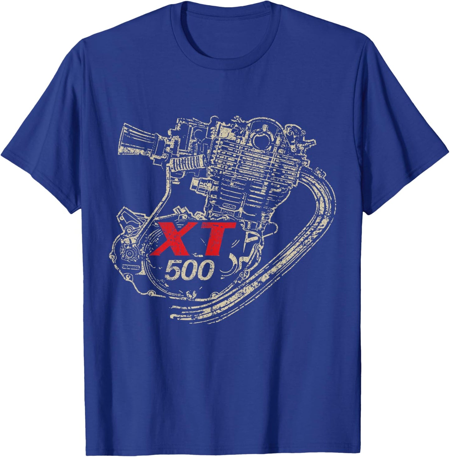 XT 500 engine retro distressed design T-Shirt - T-Shirt | Royal