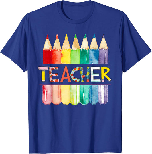 Colorful Teacher Appreciation Gift T-Shirt - T-Shirt | Royal